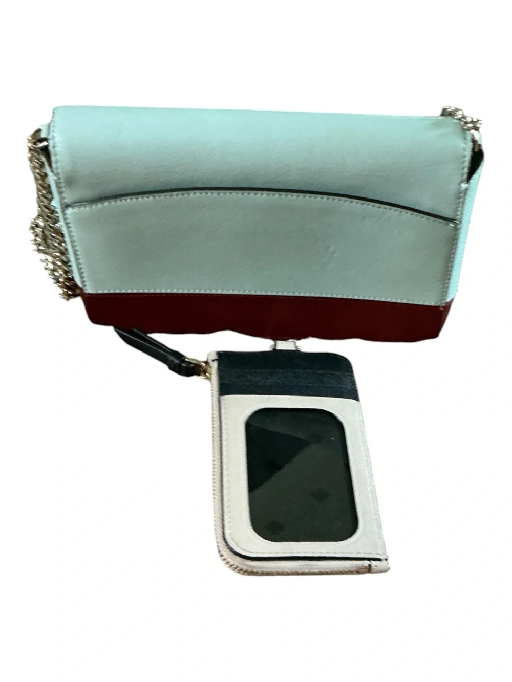 kate spade Mint and Red Two-Tone Crossbody with Cream Card Wallet